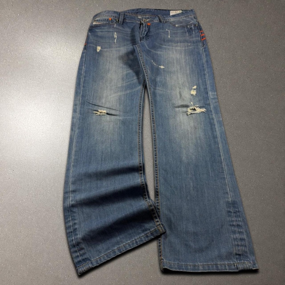 Diesel x Adidas Viker Straight Leg Jeans Men's 37x33 Blue Distressed